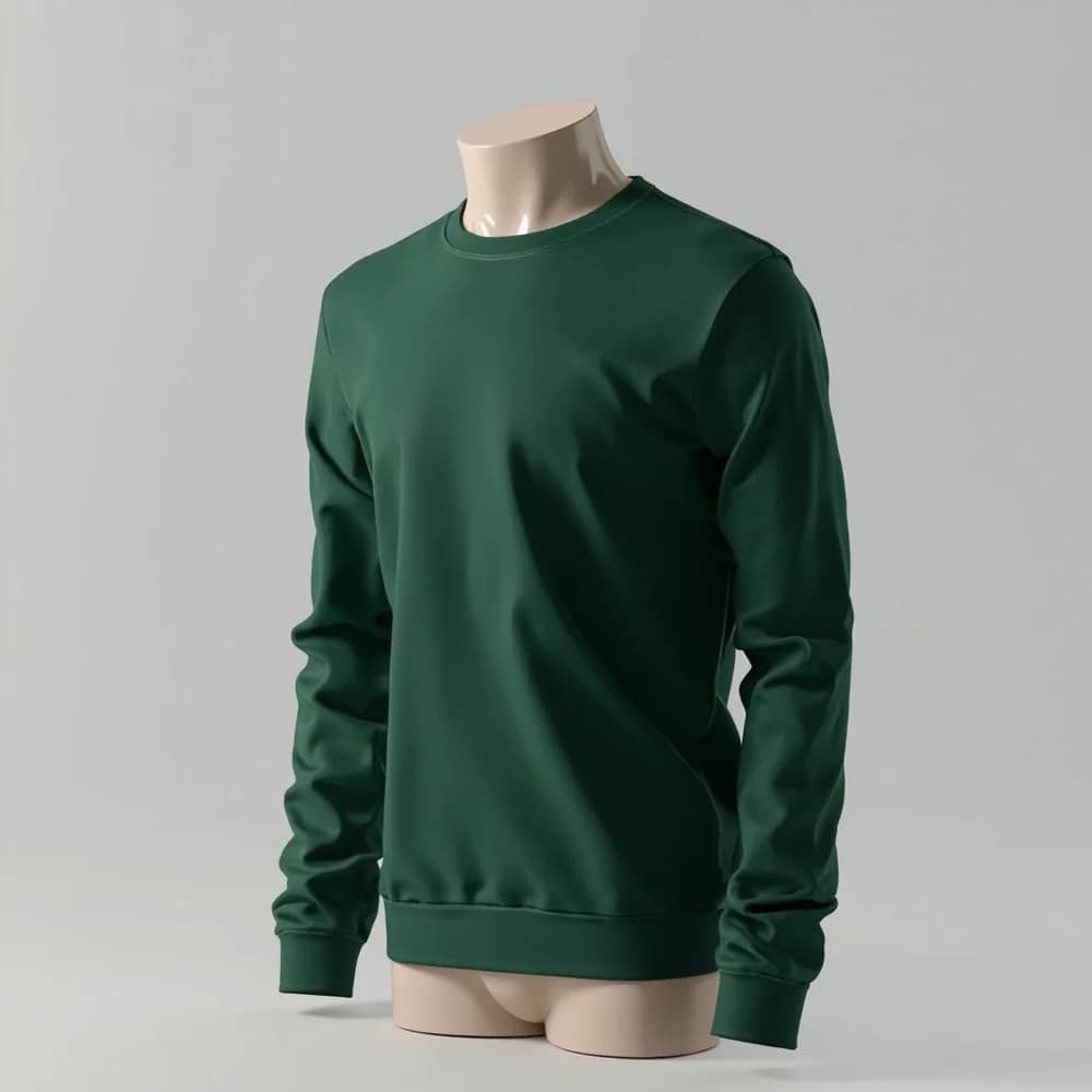 Long Sleeve Fem - Round Neck · Women's · Polyester — Forest Green