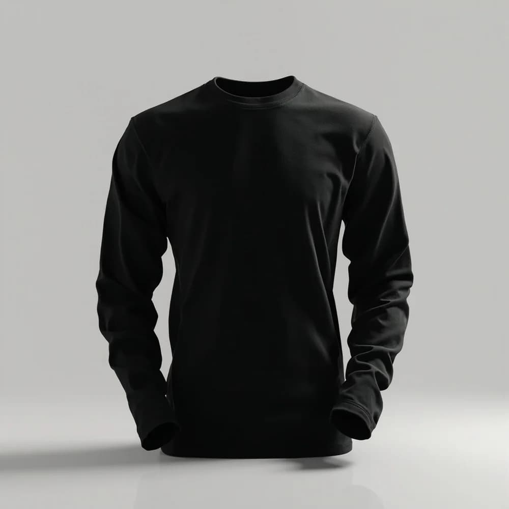 Long Sleeve T-Shirt - Round Neck · Unisex — Black