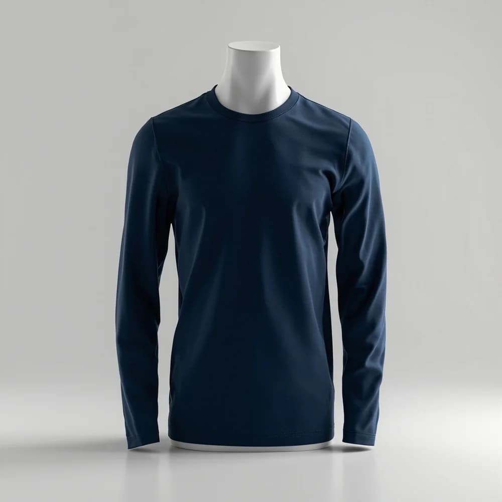 Long Sleeve T-Shirt - Round Neck · Unisex — Navy