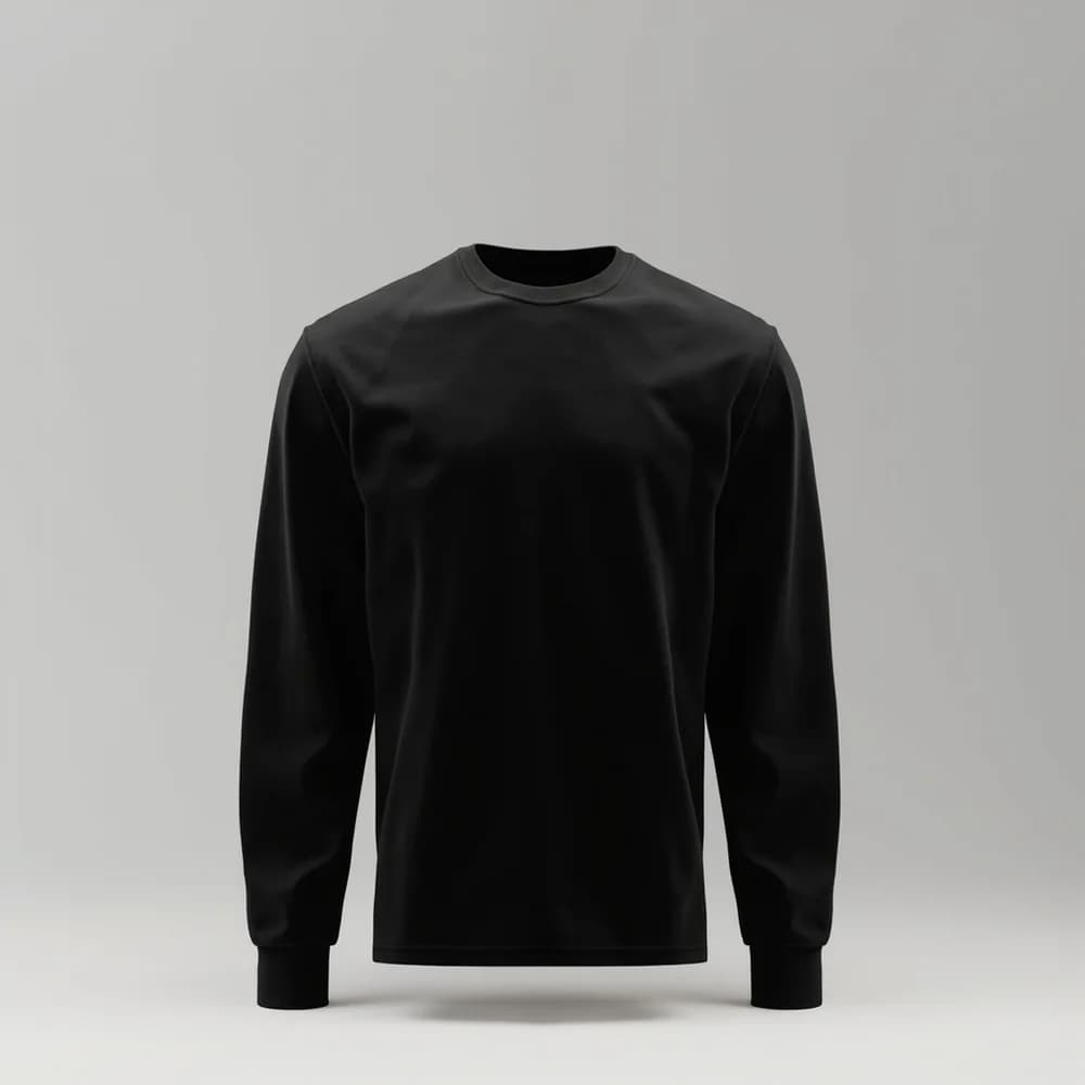 Long Sleeve T-Shirt - Round Neck · Women's · Cotton — Black
